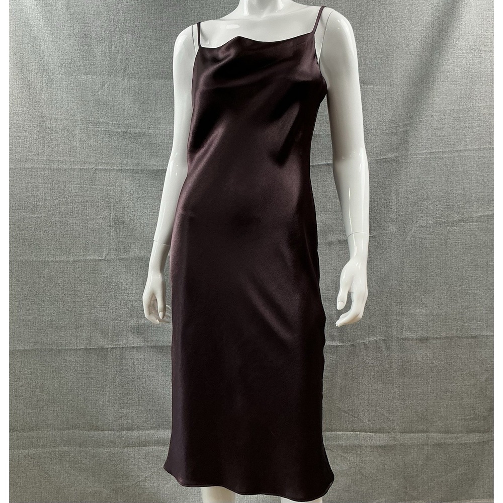 Lulus‎ Plum Satin Cowl Neck Midi Slip Dress 79373LCH Dark Burgundy Womens Large
